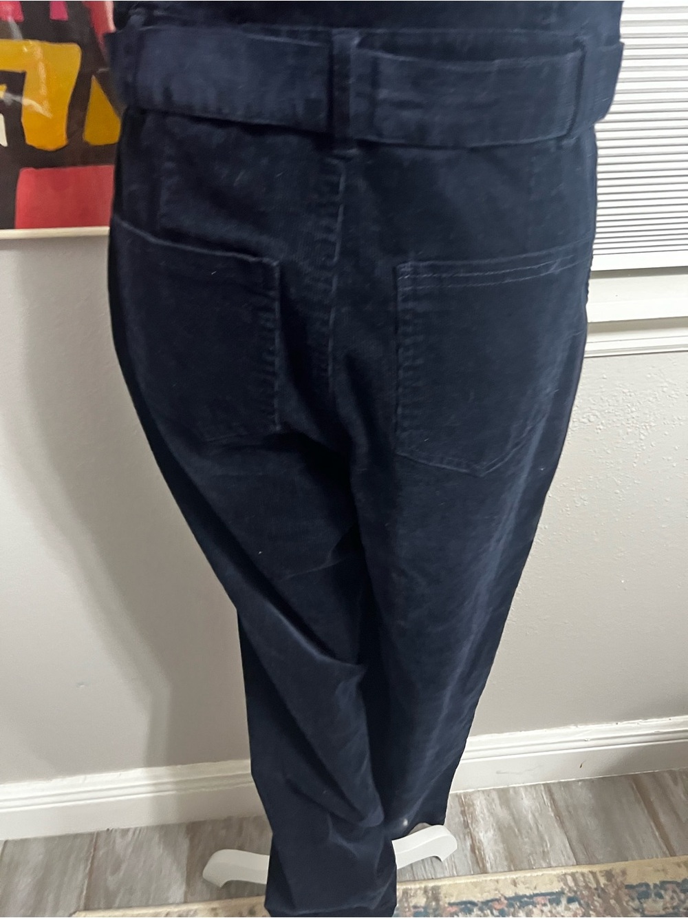 Habitual Navy Corduroy Short Sleeve Utility Chic Jumpsuit with Belt 6 Small - Picture 7 of 15